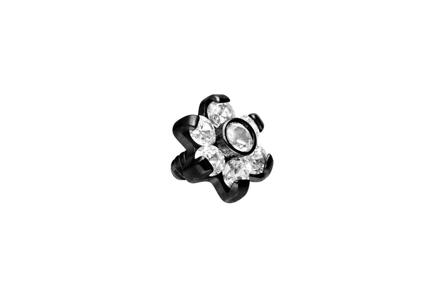 Titan Dermal Anchor Aufsatz BLUME MIT 7 KRISTALLEN von Piercingline